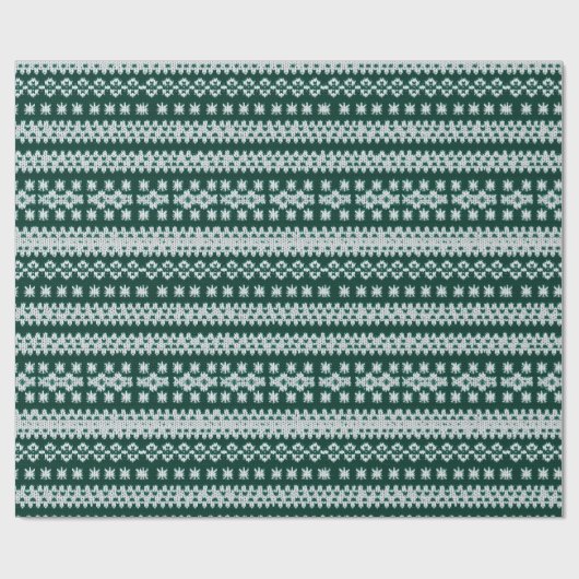 Ugly Sweater Green & White Imitate gegossene Schne Geschenkpapier (Flach)