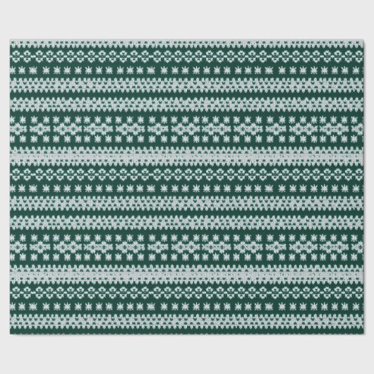 Ugly Sweater Green & White Imitate gegossene Schne Geschenkpapier (Saum)