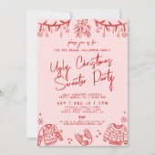 Ugly Sweater Hand gezeichnetes Weihnachtsgebäck Pa Einladung (Vorderseite)