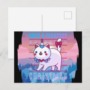 Ugly Sweater - Happy Cat Christmas Jumper Postkarte
