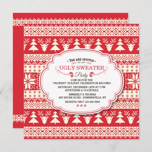 Ugly Sweater Holiday Party Einladung (Vorne/Hinten)