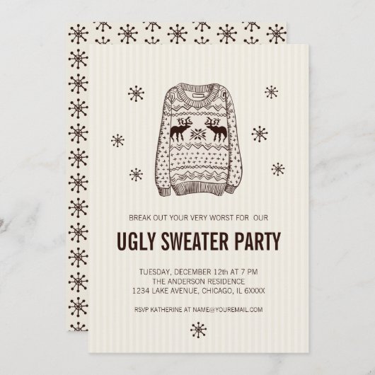Ugly Sweater Holiday Party Einladung (Vorne/Hinten)