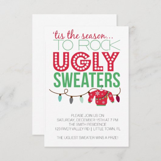 Ugly Sweater Holiday Party Einladung (Vorne/Hinten)