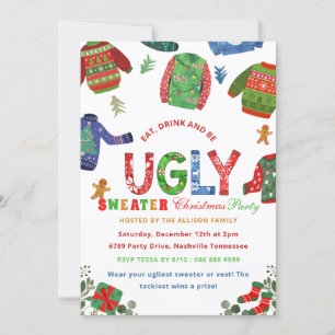 Ugly Sweater Holiday Weihnachten Party Einladung
