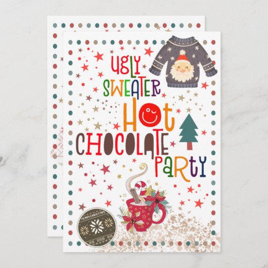 Ugly Sweater Hot Chocolate Weihnachts-Party Einladung (Vorne/Hinten)