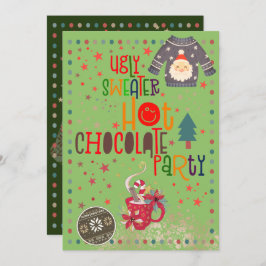 Ugly Sweater Hot Chocole Green Christmas Party Einladung