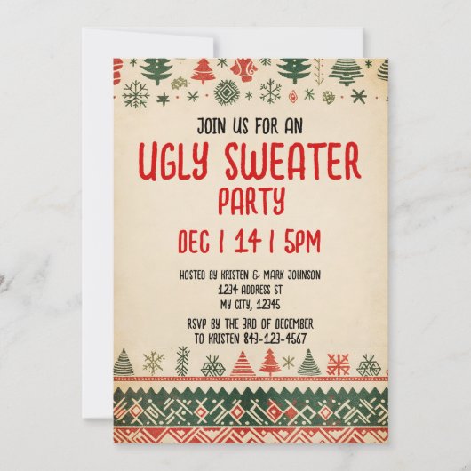 Ugly sweater Invitation | Christmas Holiday Invite Einladung (Vorderseite)