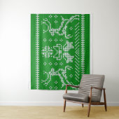 Ugly sweater jingle bells Christmas deers green Wandteppich (Beispiel)
