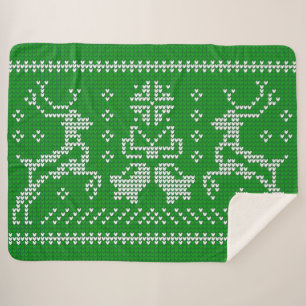 Ugly Sweater Jingle Glocken Weihnachtsdehirsche gr Sherpadecke