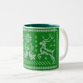 Ugly Sweater Jingle Glocken Weihnachtsdehirsche Gr Zweifarbige Tasse (VorderseiteRechts)