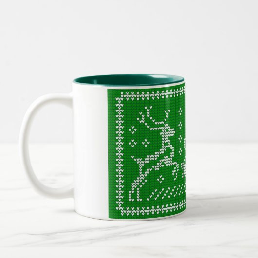 Ugly Sweater Jingle Glocken Weihnachtsdehirsche Gr Zweifarbige Tasse (Links)