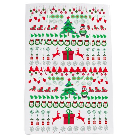 Ugly Sweater knit pattern style Mittlere Geschenktüte (Vorderseite)