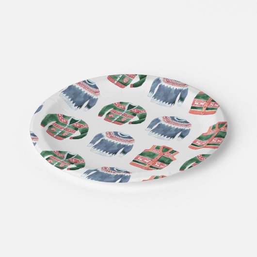 Ugly Sweater "Let's Get Ugly" Weihnachts-Party Pappteller (Schrägansicht)