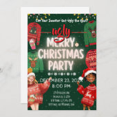Ugly Sweater Merry Christmas Party Invitation Einladung (Vorne/Hinten)