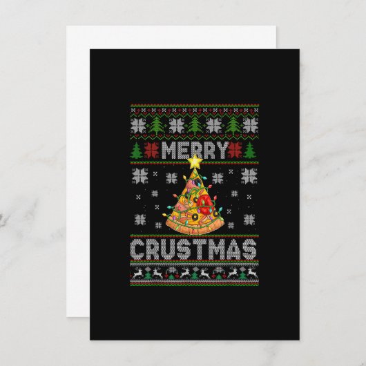 Ugly Sweater Merry Crustmas Pizza Pie Christmas To Einladung (Vorne/Hinten)