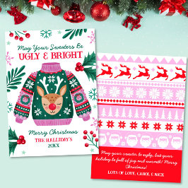 Ugly Sweater mit Rentier Red und Green Feiertagskarte