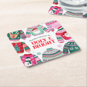 Ugly Sweater mit Weihnachten, Rentier Weihnachten Rechteckiger Pappuntersetzer (angewinkelt)