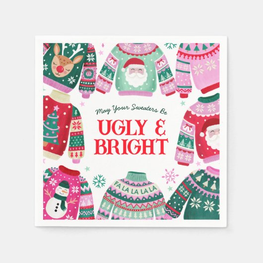 Ugly Sweater mit Weihnachten, Rentier Weihnachten Serviette (Vorderseite)