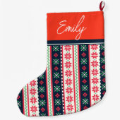 Ugly Sweater Muster Niedlich Frohe Weihnachten Großer Weihnachtsstrumpf (Rückseite)