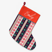 Ugly Sweater Muster Niedlich Frohe Weihnachten Großer Weihnachtsstrumpf (Vorderansicht (hängend))