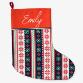 Ugly Sweater Muster Niedlich Frohe Weihnachten Großer Weihnachtsstrumpf (Vorderseite)