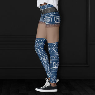 Ugly Sweater Navy Blue Kurz Skirt Dunkle Haut Leggings