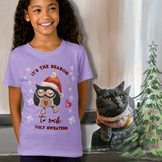Ugly Sweater Niedlich Girl Owl T - Shirt