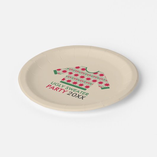 Ugly Sweater Pappteller (Schrägansicht)
