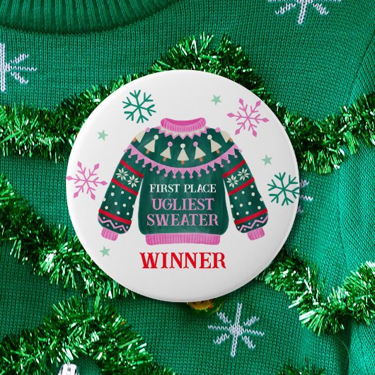 Ugly Sweater Party 1. Platz Gewinner Button
