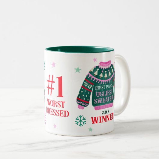 Ugly Sweater Party 1. Platz Gewinner des Wettbewer Zweifarbige Tasse (VorderseiteRechts)