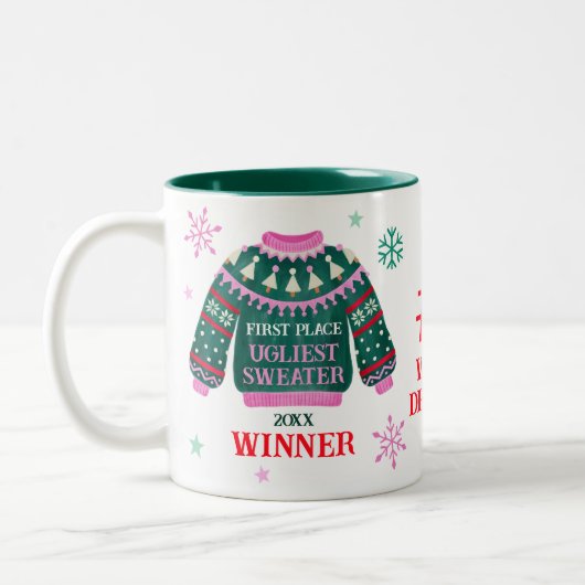 Ugly Sweater Party 1. Platz Gewinner des Wettbewer Zweifarbige Tasse (Links)