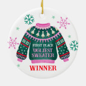 Ugly Sweater Party 1. Platz Gewinner Keramik Ornament (Hinten)