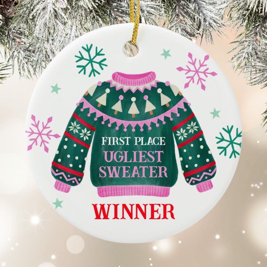 Ugly Sweater Party 1. Platz Gewinner Keramik Ornament