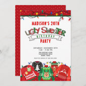 Ugly Sweater Party 20. Geburtstag Einladung (Vorne/Hinten)