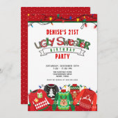 Ugly Sweater Party 21. Geburtstag Einladung (Vorne/Hinten)