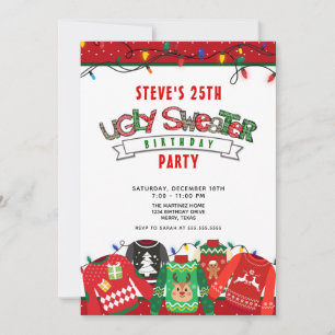 Ugly Sweater Party 25. Geburtstag Einladung