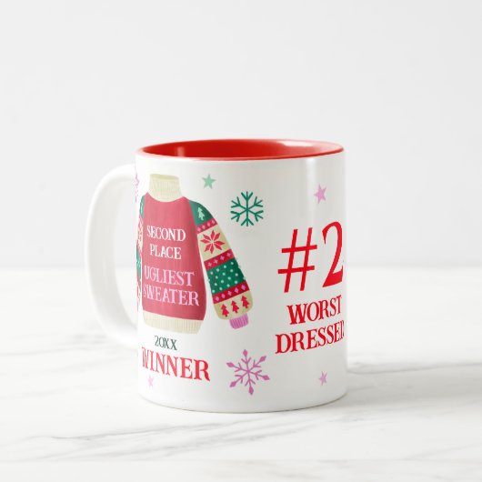 Ugly Sweater Party 2. Platz Gewinner des Wettbewer Zweifarbige Tasse (Vorderseite Links)