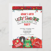 Ugly Sweater Party 60. Geburtstag Einladung (Vorderseite)