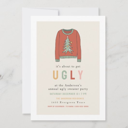 Ugly Sweater Party | Christmas Party Invitation Einladung (Vorderseite)