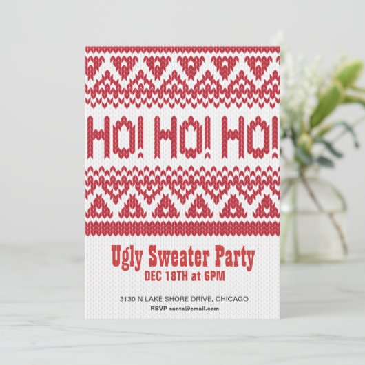 Ugly Sweater Party Einladung (Stehend Vorderseite)