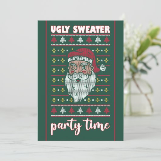 Ugly Sweater Party Einladung (Stehend Vorderseite)