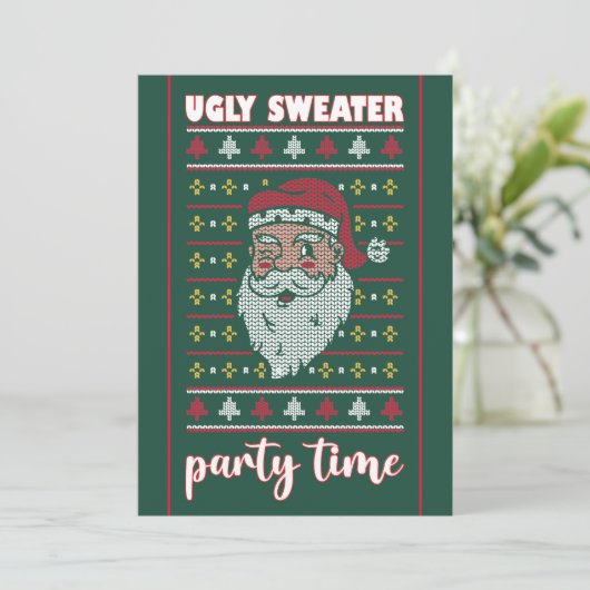 Ugly Sweater-Party Einladung (Stehend Vorderseite)