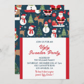 Ugly Sweater Party Einladung Bäume Snowman (Vorne/Hinten)