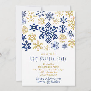 Ugly Sweater Party Einladung Elegante Schneeflocke