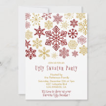 Ugly Sweater Party Einladung Elegante Schneeflocke