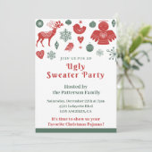 Ugly Sweater Party Einladung Eleganter Spaß Nordic (Stehend Vorderseite)