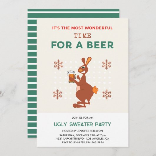Ugly Sweater Party Einladung Funny Beer Pub (Vorne/Hinten)