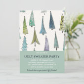 Ugly Sweater Party Einladung Niedliche Bäume (Stehend Vorderseite)