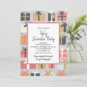 Ugly Sweater Party Einladung Niedliche Geschenke (Stehend Vorderseite)