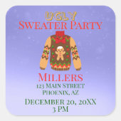 Ugly Sweater Party Erinnerung Quadratischer Aufkleber (Vorderseite)